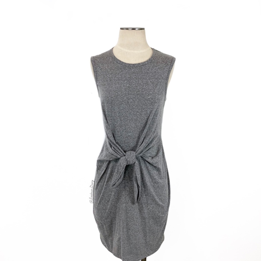 Mai Tai- Heather Grey Sleeveless Tie Front Dress S